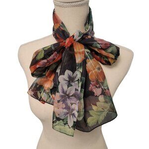 Vintage‎ Honey Scarf Brand 100% Polyester Rectangle Floral Scarf Made in Italy